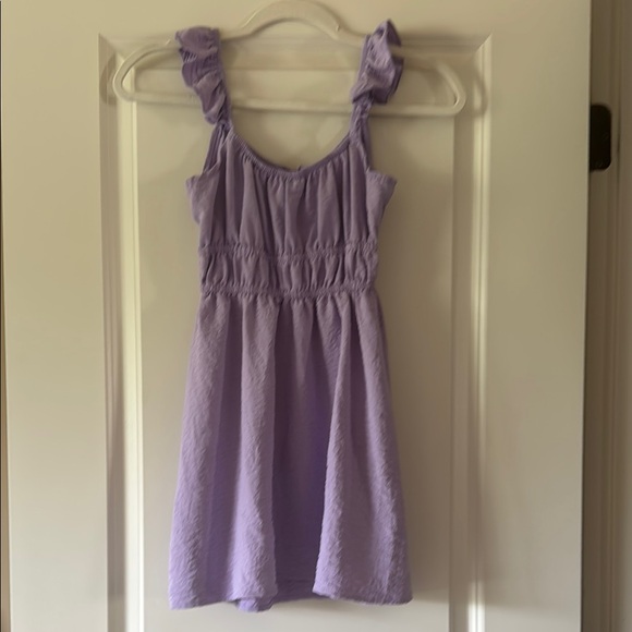 Altar'd State Purple Ruched Ruffled Mini Sundress - Picture 3 of 3